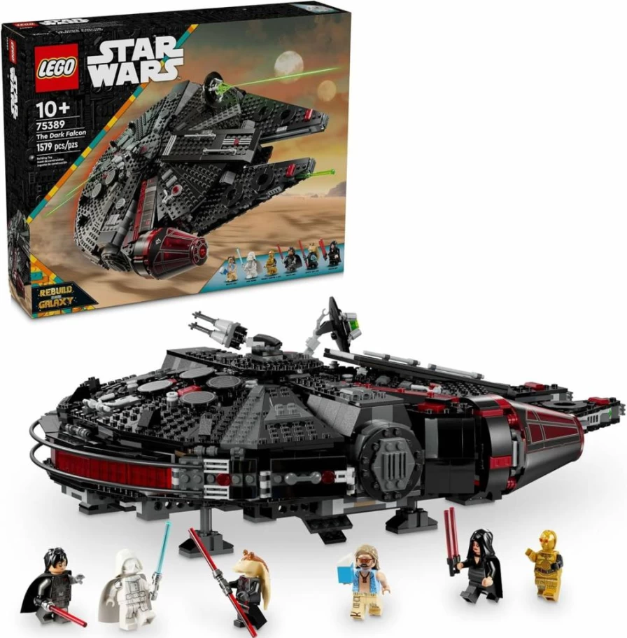 LEGO Star Wars The Dark Falcon 75389 Buildable Millennium Falcon Starship Set with 6 Minifigures, Collectible Building Kit for Kids & Fans, Creative Gift for Boys & Girls Ages 9+
