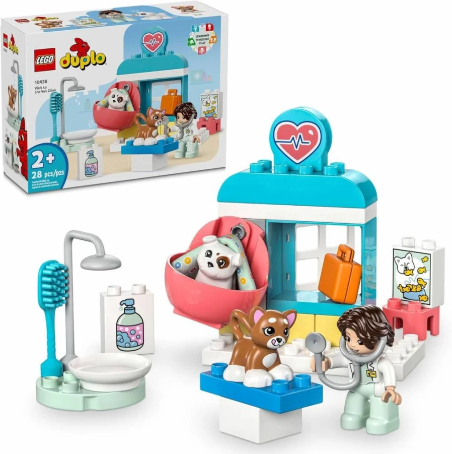 LEGO DUPLO Vet Clinic Toy Set with Animal Figures - Pet Care Role Play for Toddlers Ages 2+ (10438)
