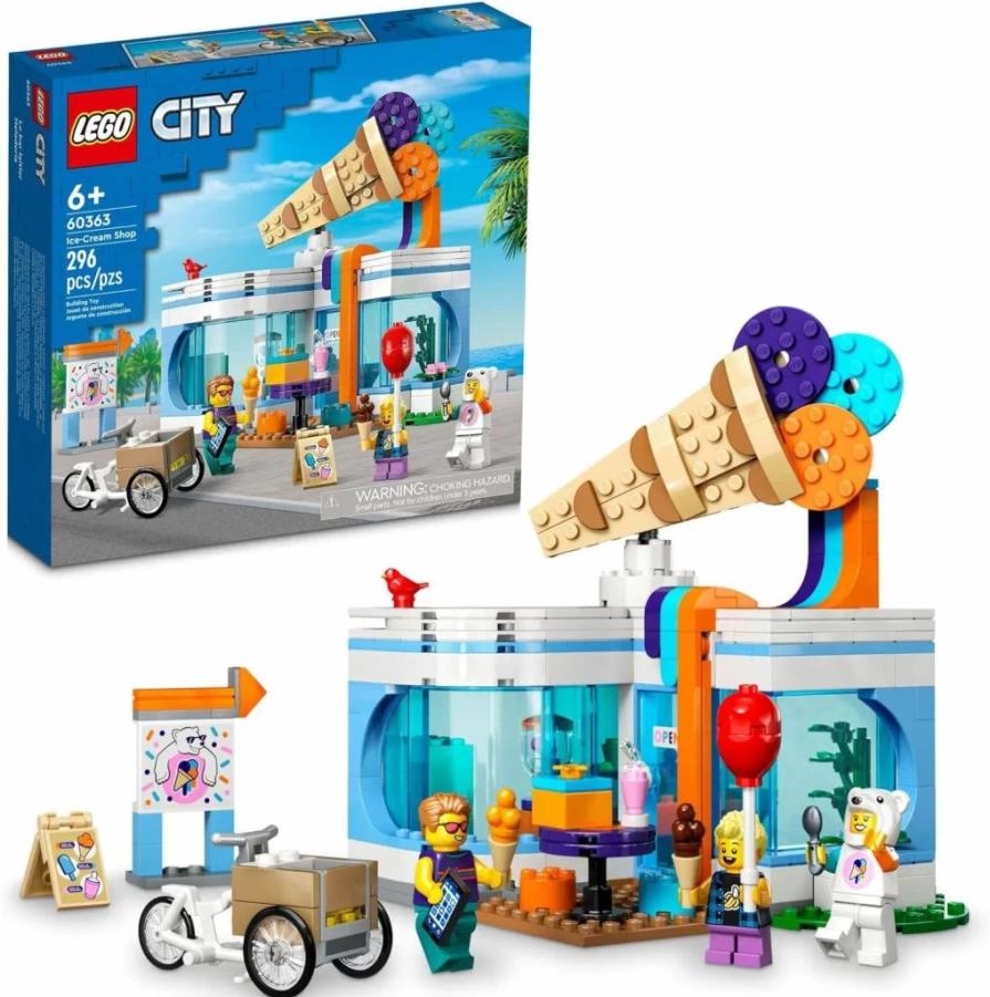 LEGO City Ice Cream Shop 60363 Building Set with Cargo Bike, 3 Minifigures & Accessories – Creative Play Toy for Kids, Best Birthday Gift Idea