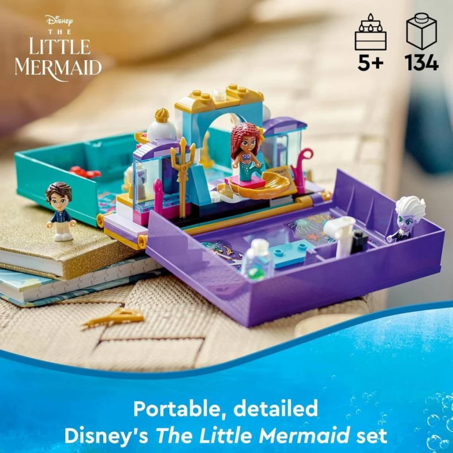 LEGO Disney The Little Mermaid Ariel Prince Eric Ursula Micro-Doll Story Book Playset 43213 | Disney Princess Building Toy Kit | Creative Gift for Kids Ages 5+