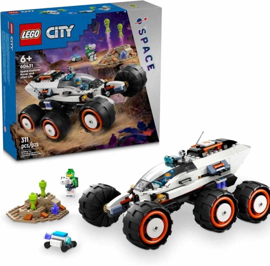 LEGO City Space Explorer Rover Toy Set with 2 Minifigures, Robot & Alien Figures, STEM Building Kit for Kids Ages 6+ (60431)