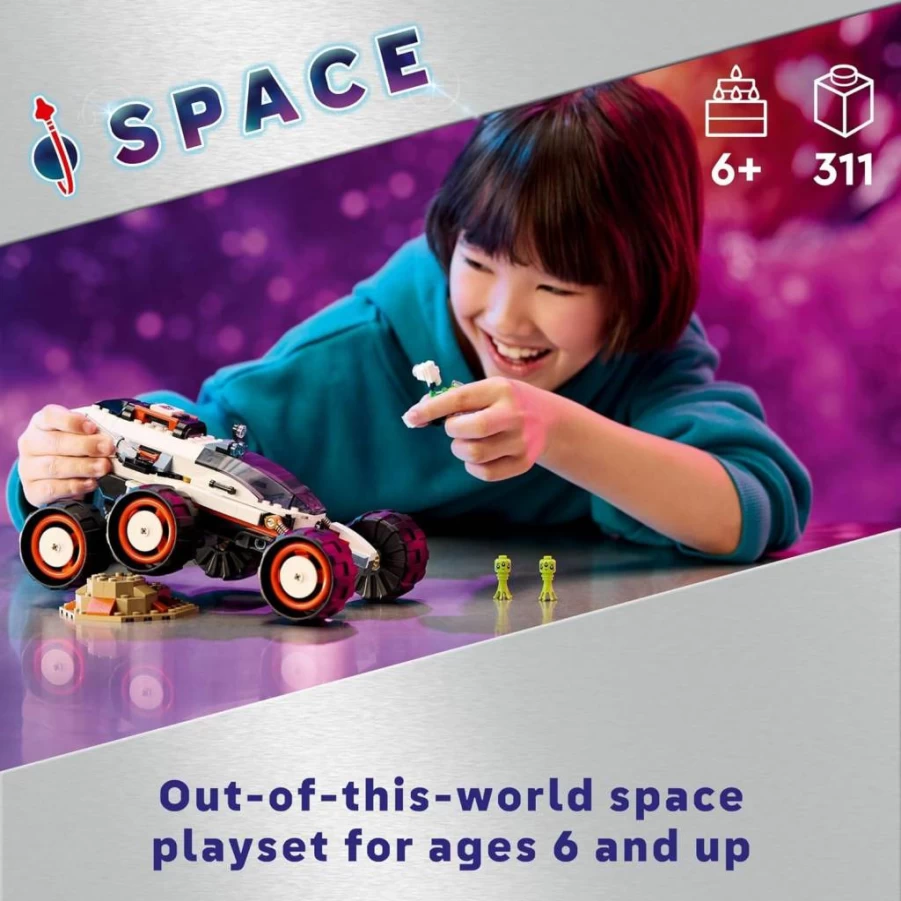 LEGO City Space Explorer Rover Toy Set with 2 Minifigures, Robot & Alien Figures, STEM Building Kit for Kids Ages 6+ (60431)