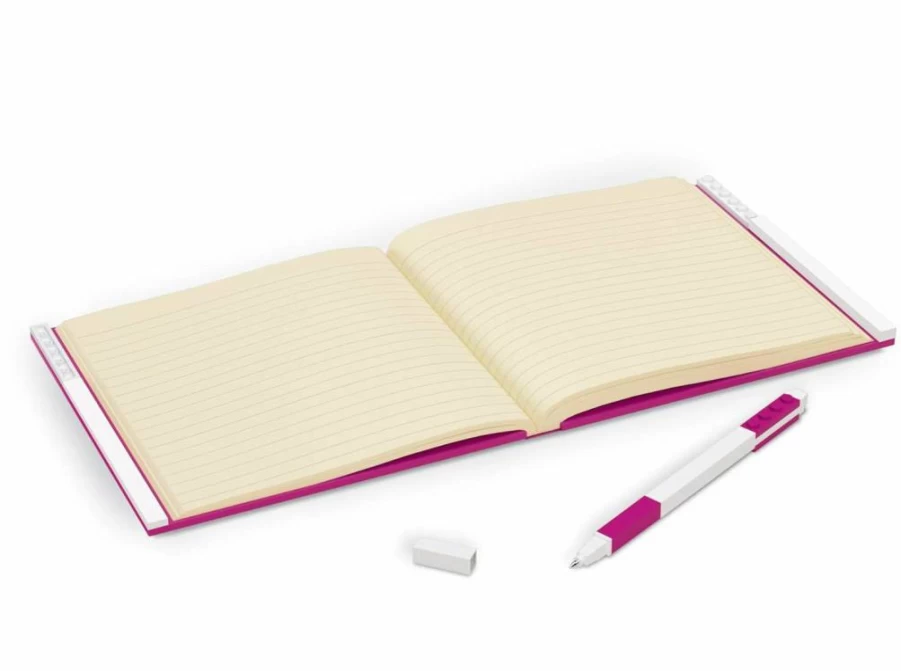Amazon IQ Lego-Compatible Locking Notebook with Gel Pen - 6x6 Inch Lined Violet Square Journal for Kids & Students