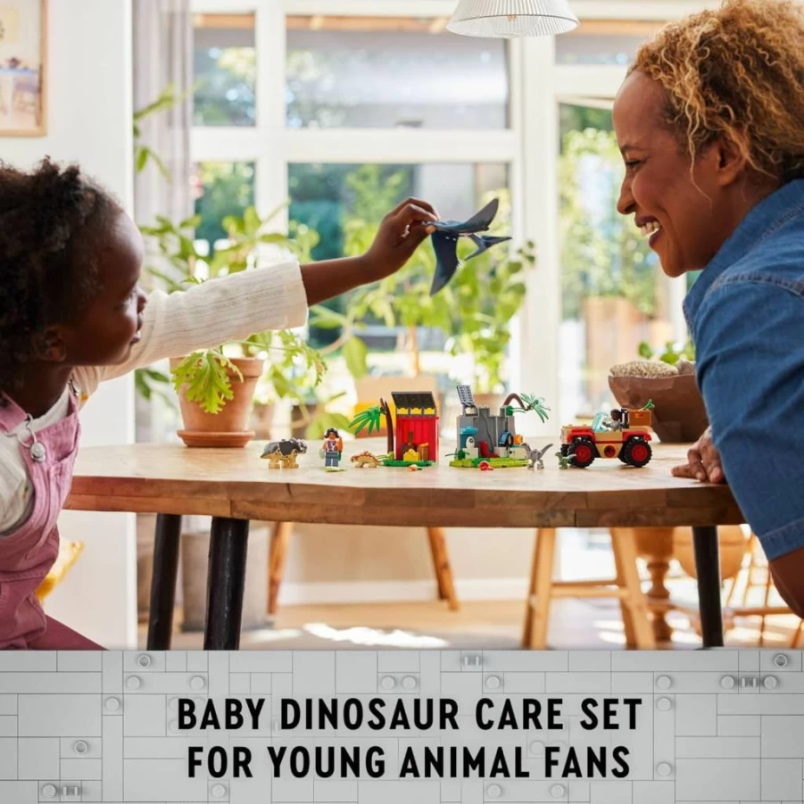 LEGO Jurassic World 76963 Baby Dinosaur Rescue Center Building Set with Toy Car, 5 Dinosaur Figures for Kids Ages 4+ (Triceratops, Velociraptor)