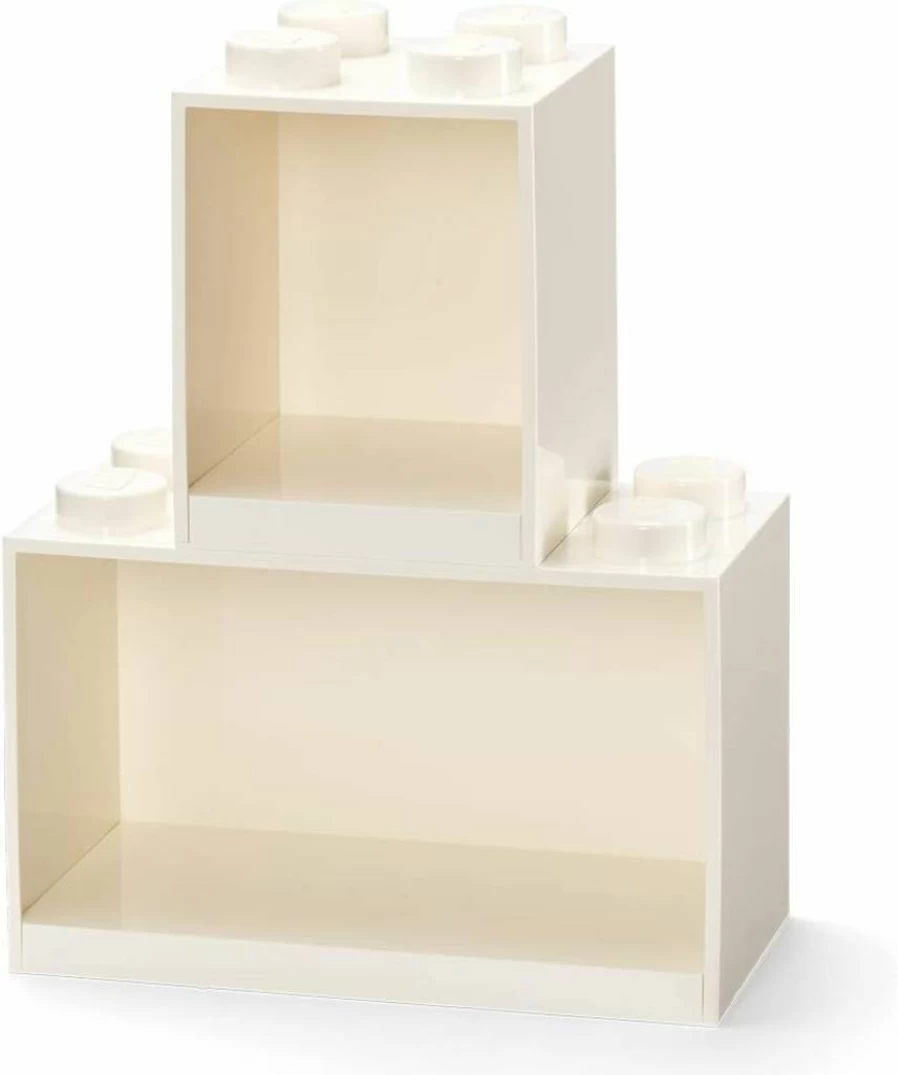 Room Copenhagen LEGO Brick Storage Box Set - 4-Stud & 8-Stud White Shelves for Organizing Building Blocks