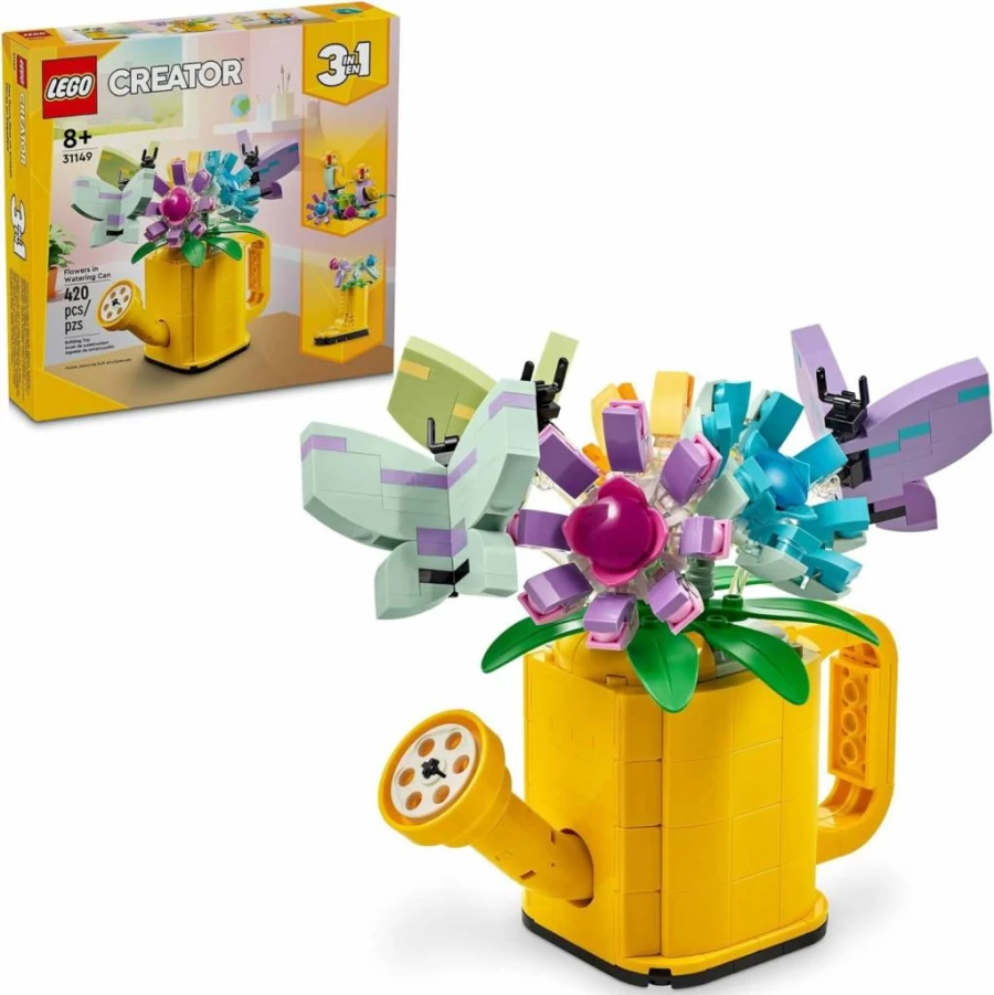 LEGO Creator 3-in-1 Flowers in Watering Can Building Set 31149 - Build a Watering Can, Rain Boots, or Birds - Creative STEM Toy for Kids Ages 8+