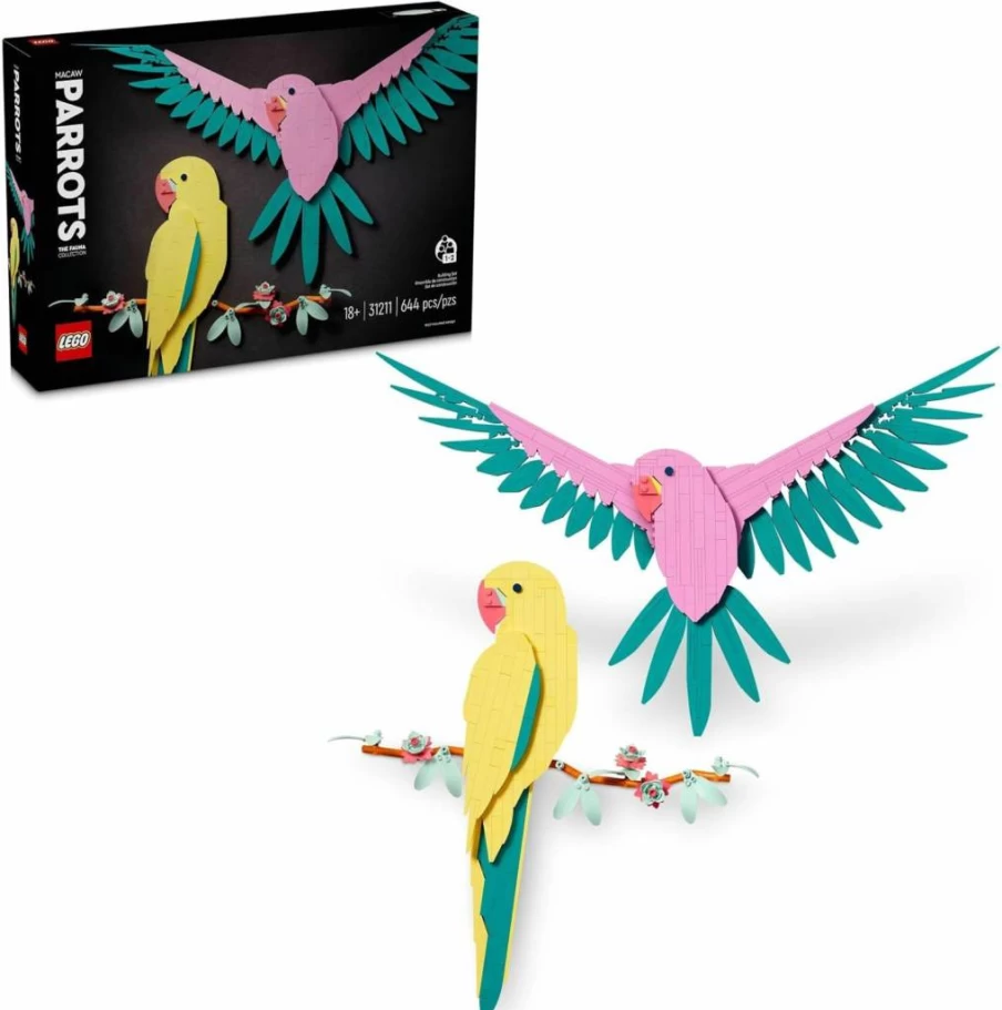 LEGO Art The Fauna Collection: Macaw Parrots Building Kit for Adults, Creative Wall Art Decor for Living Room & Home Office, Set 31211