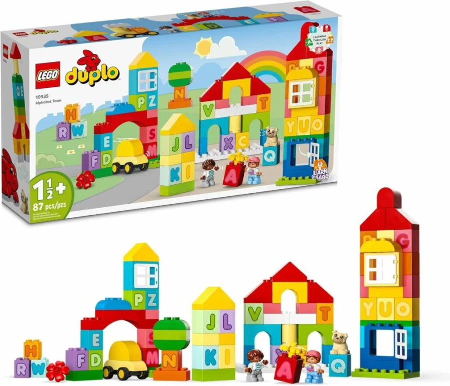 LEGO DUPLO Classic Alphabet Town 10935, ABC Learning Toy for Toddlers Ages 1.5-5, Large Building Blocks for Colors, Letters & Shapes, Early Educational Preschool Activity
