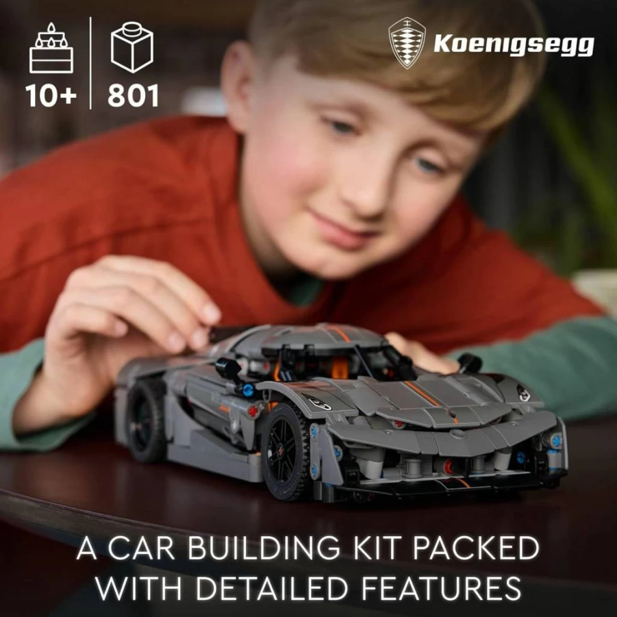 LEGO Technic 42173 Koenigsegg Jesko Absolut Hypercar Building Set, 1:8 Scale Model Kit for Adults & Kids, Collector's Toy Car with Authentic Grey Design, STEM Gift for Motor Enthusiasts