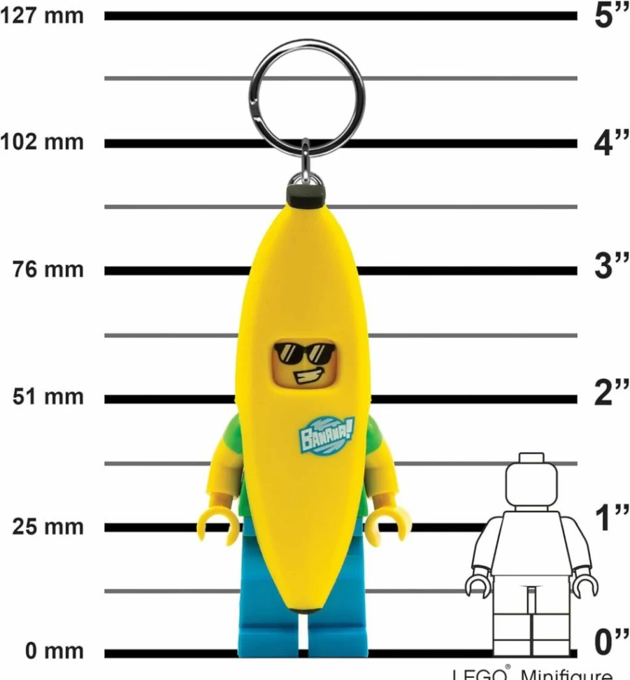 IQ 3 Inch Tall Lego Banana Guy Minifigure Keychain with Light - Ke118H