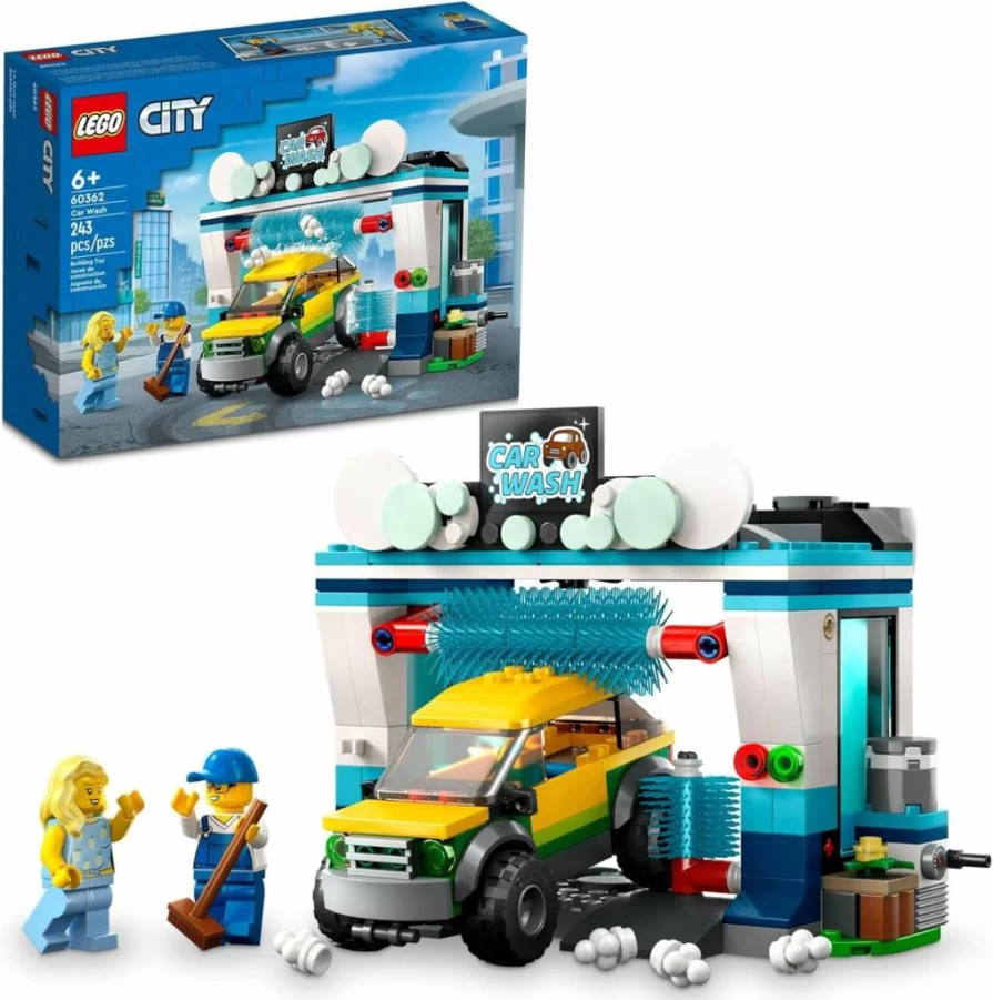 LEGO City Car Wash Building Set 60362 - Interactive Toy with Spinning Washer Brushes, Car & Minifigures, Creative Gift for Kids Ages 6+