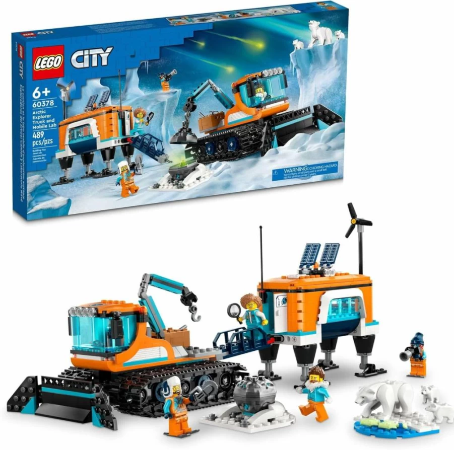 LEGO City Arctic Explorer Truck & Mobile Lab 60378 Building Kit with Tracked Vehicle, Snow Lab, 4 Minifigures & Polar Bears for Kids Ages 6+