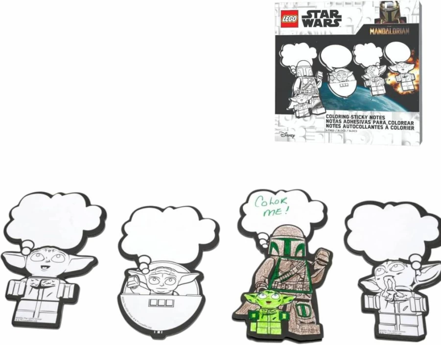 IQ Lego Star Wars The Mandalorian Sticky Notes - Grogu (Baby Yoda) Memo Pad, 53480, 3D Brick Design Notepads for Fans