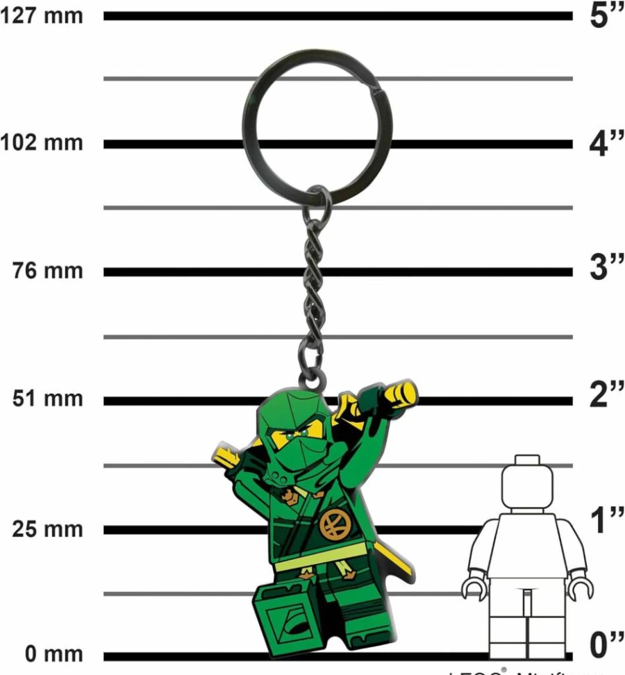 IQ LEGO Ninjago Lloyd Keychain - 4.5 Inch Enamel Car Keychain for Backpack, Purse, Beach Bag (53338)