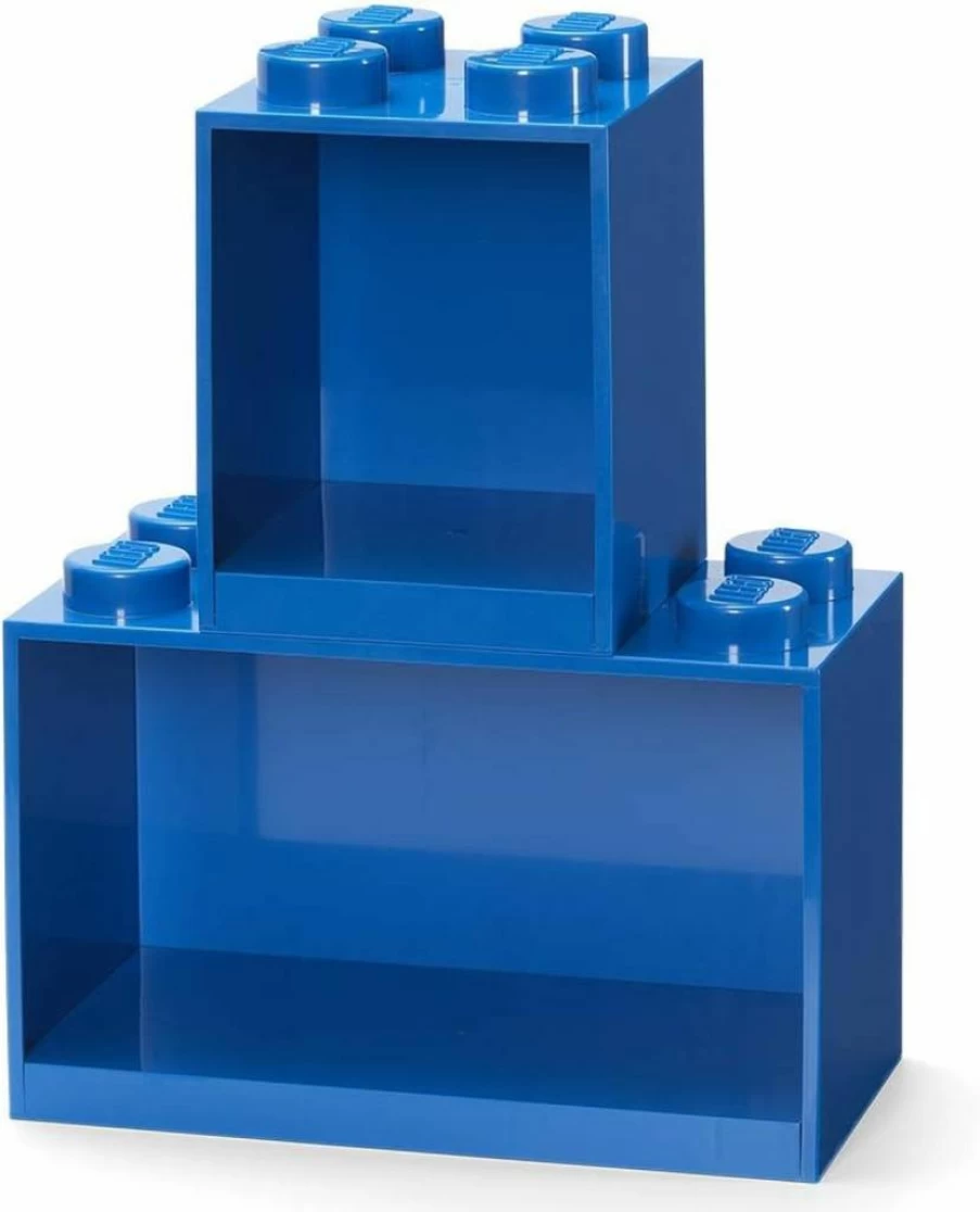 Room Copenhagen LEGO Brick Storage Box Set with 4-Stud & 8-Stud Shelves - Blue Organizer for LEGO Bricks