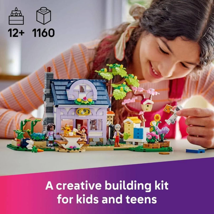 LEGO Friends 42669 Beekeepers' House & Flower Garden Building Set with 4 Mini Dolls, 2 Animal Toys, Creative Gift for Kids Ages 12+