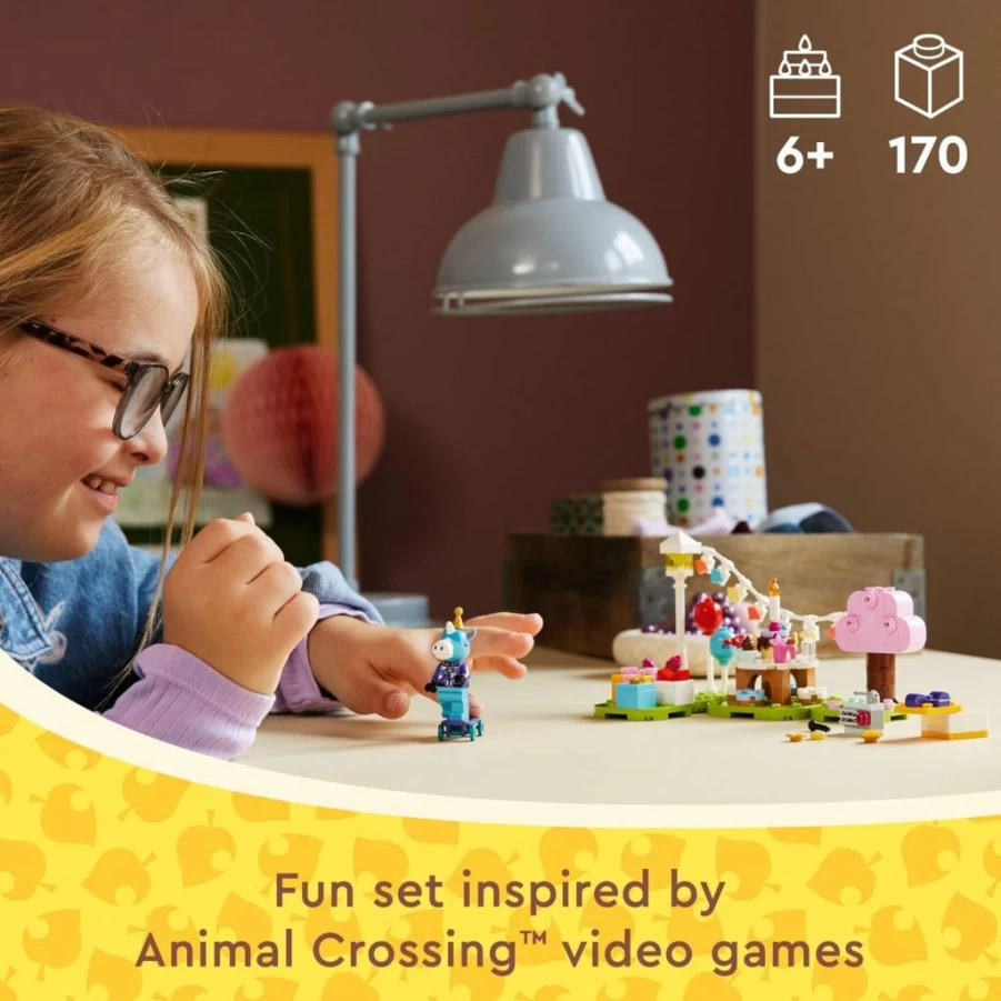 LEGO Julian's Birthday Party Animal Crossing Building Set with Horse Minifigure, Creative Toy for Kids Ages 6+, Official 77046 Video Game Inspired Gift for Boys and Girls
