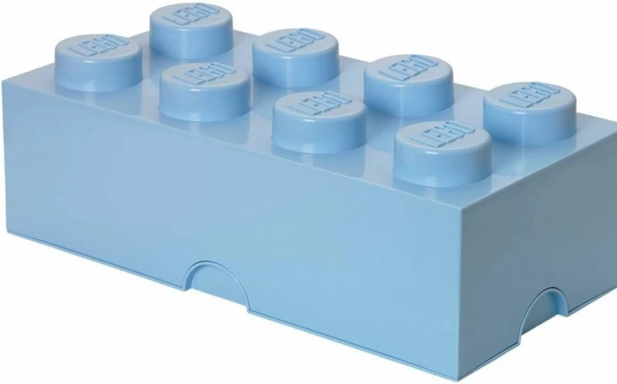 Room Copenhagen LEGO Brick Storage Box - Stackable Organizer for Building Blocks - Light Royal Blue - 20 x 10 x 7 Inches