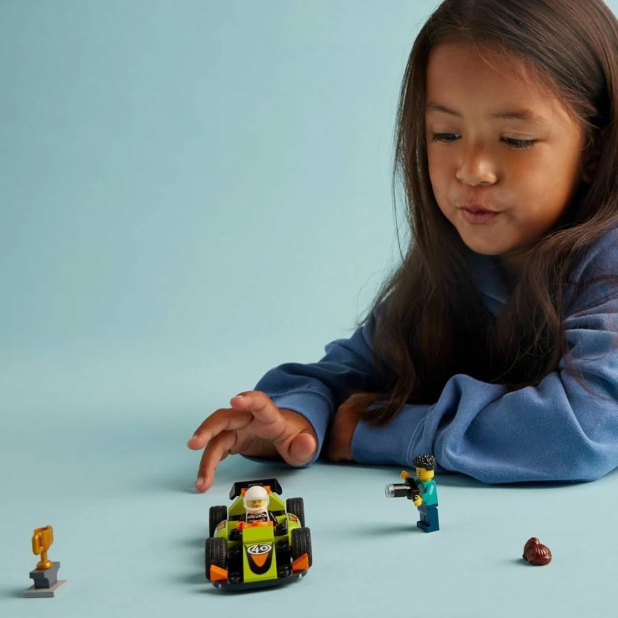 LEGO City 60399 Green Race Car Building Kit with Minifigures for Kids Ages 4+, Classic Toy Car Set for Boys and Girls