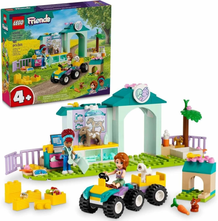LEGO Friends Farm Animal Vet Clinic Building Kit with 2 Mini-Dolls & 3 Animals, Veterinary Pretend Play Toy for Kids Ages 4+ (Set 42632)