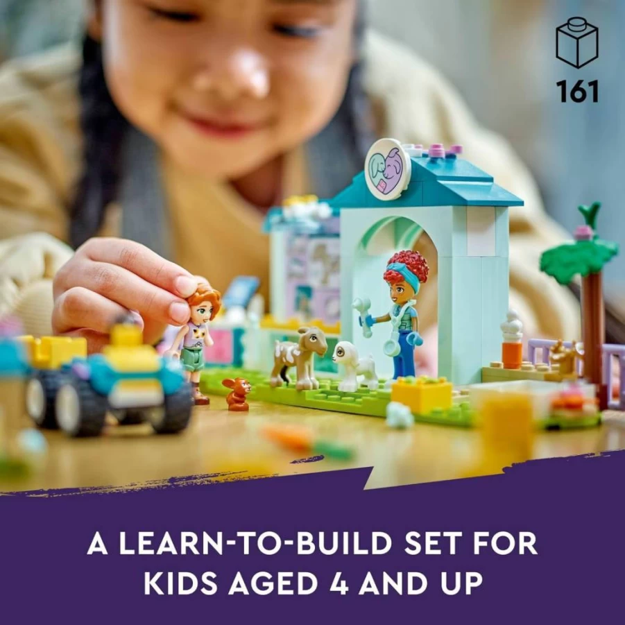 LEGO Friends Farm Animal Vet Clinic Building Kit with 2 Mini-Dolls & 3 Animals, Veterinary Pretend Play Toy for Kids Ages 4+ (Set 42632)