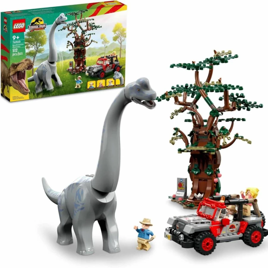 LEGO Jurassic Park Brachiosaurus Discovery 76960 Dinosaur Building Set with Jeep Wrangler, 30th Anniversary Collectible Toy for Kids Ages 9+