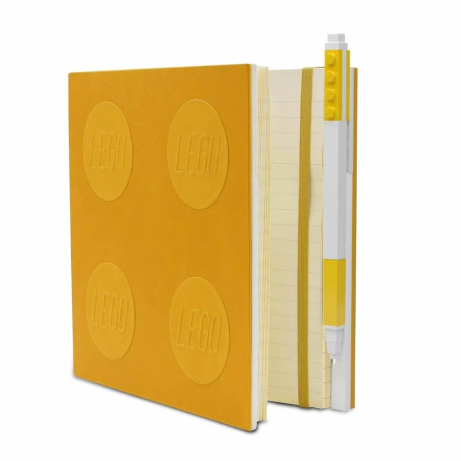 Amazon IQ LEGO-Themed Locking Notebook with Gel Pen - 6x6 Inch Square Lined Journal, Yellow (Model 52441)