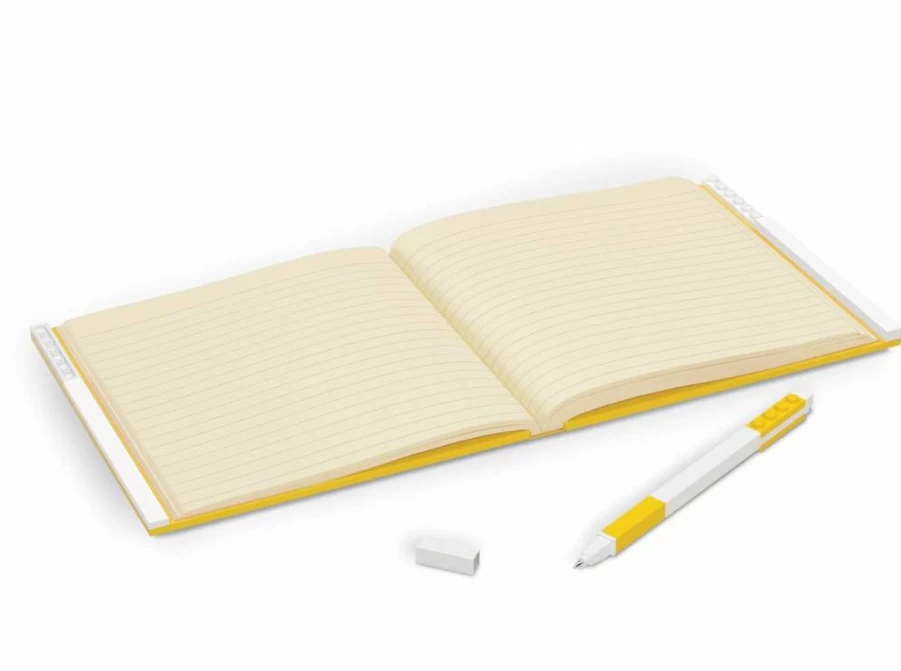 Amazon IQ LEGO-Themed Locking Notebook with Gel Pen - 6x6 Inch Square Lined Journal, Yellow (Model 52441)