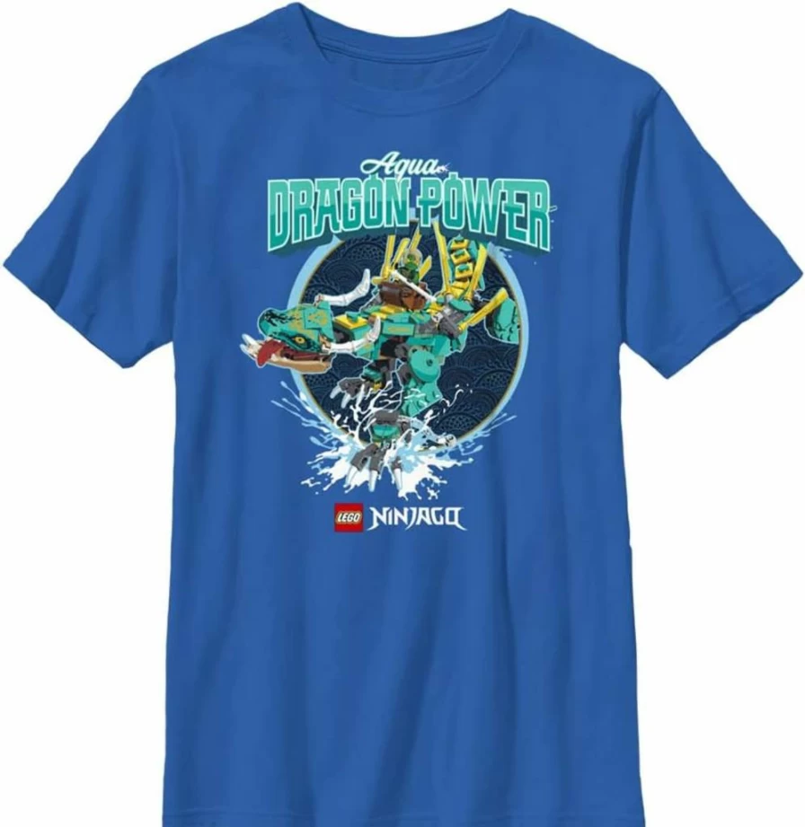 Fifth Sun Boys' Lego Ninjago Aqua Dragon Graphic Short Sleeve T-Shirt
