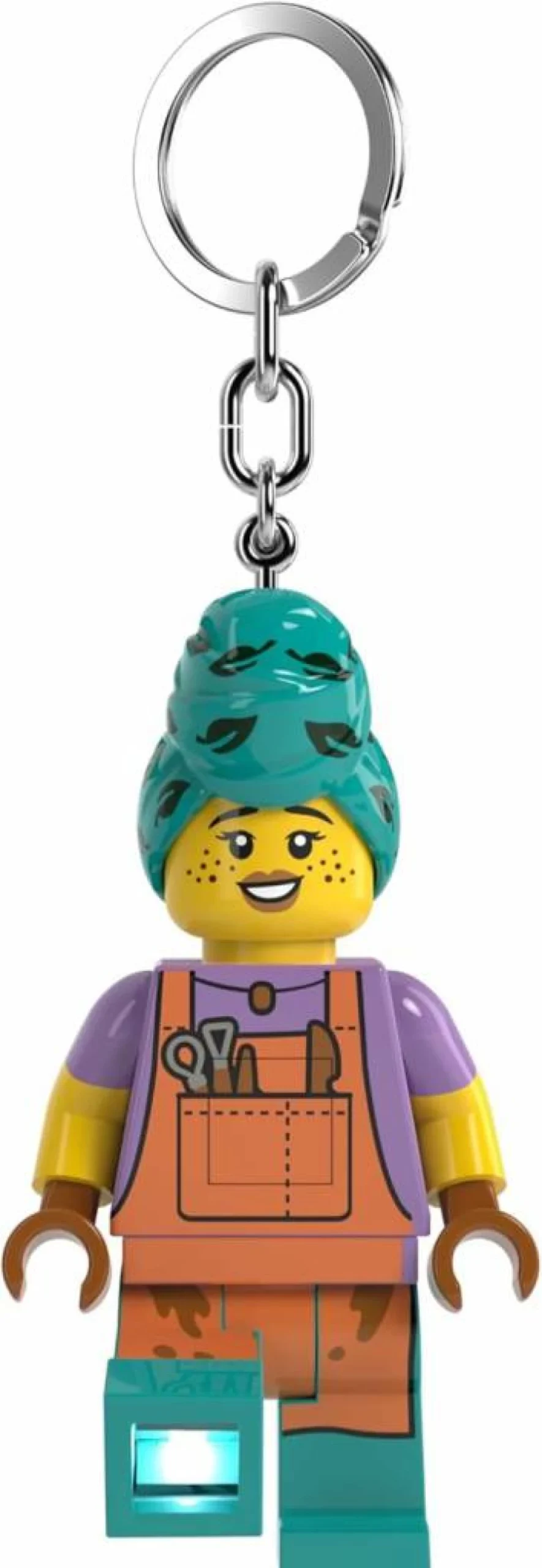 IQ 3 Inch Tall Pottery Girl Lego Keychain Light - Gift for Potters, Gardeners, Artists, Sculptors - Minifigure Collectible (Ke225H)