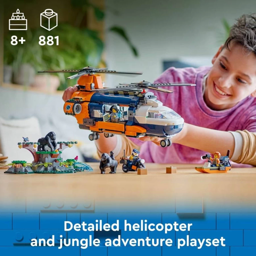 LEGO City Jungle Explorer Helicopter Building Set 60437 with 5 Minifigures & Gorilla Figure, Adventure Toy for Kids Ages 8+, Perfect Gift for Birthdays