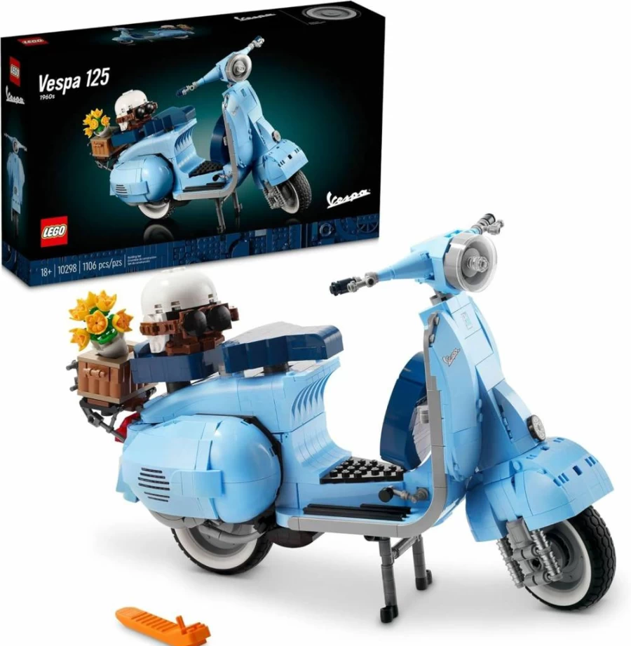 LEGO Icons Vespa 125 Vintage Scooter Building Kit for Adults 18+ - DIY Craft Model 10298 with Kickstand Display - Wedding Gift Idea