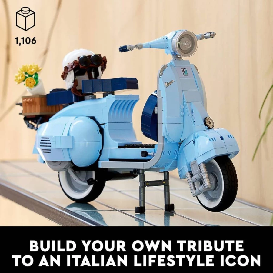 LEGO Icons Vespa 125 Vintage Scooter Building Kit for Adults 18+ - DIY Craft Model 10298 with Kickstand Display - Wedding Gift Idea